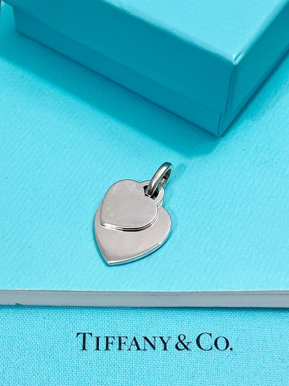 Authentic Tiffany & Co Large and Small Blank Heart Tags + Oval Clasp Link